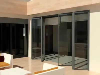 Fully Parametric Double Opening Bi-Fold Doors 3D model