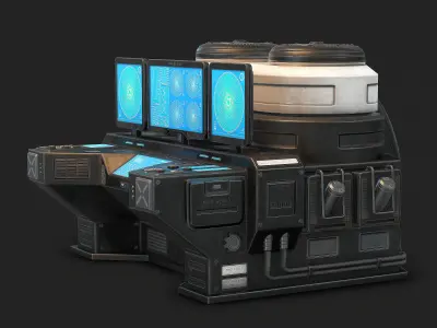 Sci Fi Lab Computer Low Poly Low-poly 3D model