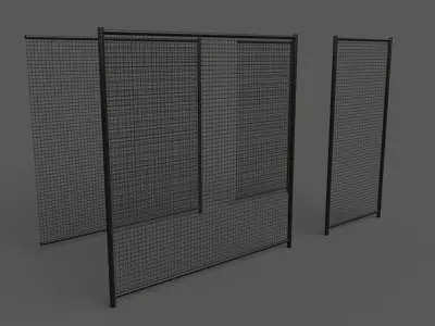PBR Chain Link Fence For Court B Low-poly 3D model