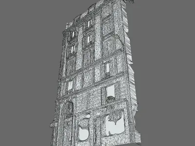 Paris building facade 03 Low-poly 3D model