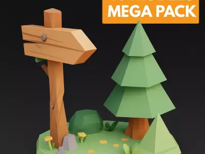 Low Poly Forest Village Pack 03 Stylized Game Ready 3D Models Low-poly 3D model