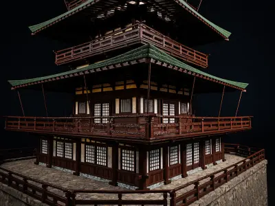 JAPANESE TEMPLE Low-poly 3D model