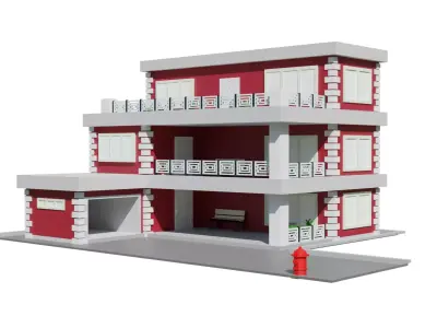Low poly building toy house Low-poly 3D model