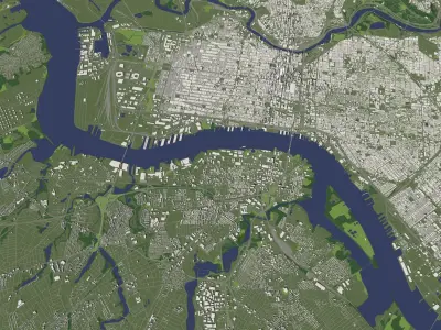Philadelphia USA in 20 km x 20 km - city and urban 3D model