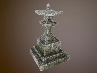 Japanese stone  lantern B Low-poly 3D model