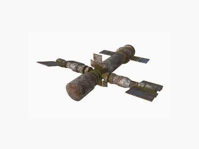 Satellite F11 Destroyed - SciFi Space Design Low-poly 3D model