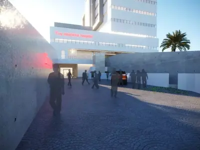 3D Model  Modern 9-Story Hospital Building Low-poly 3D model