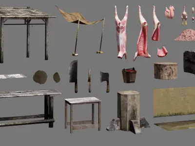 Butcher Shop  Low-poly 3D model