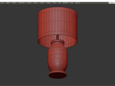 Madison Hammered Iron Cotton Shade Brass Table Lamp Low-poly 3D model