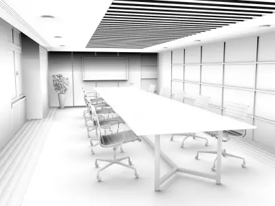Office Space Interior 3D model Free low-poly 3D model