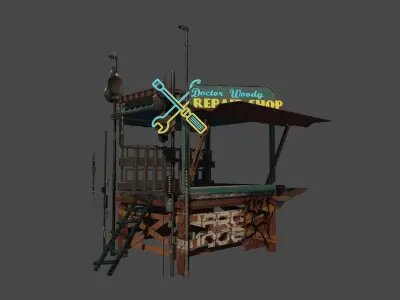 Repair Shop Low-poly 3D model