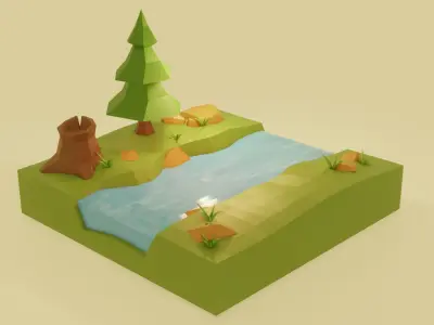 Isometric Low-poly Forest Low-poly 3D model