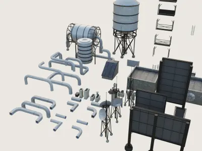 Building Skyscraper City Town Downtown Office Space Work Rooftop Low-poly 3D model