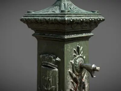 Paris Fountain Low-poly 3D model