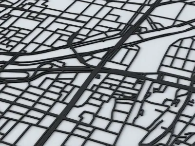 Kyoto Road Network and Streets 3D model