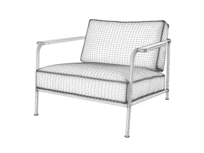 Aero two lounge chairs with metal frame and fabric 3D model