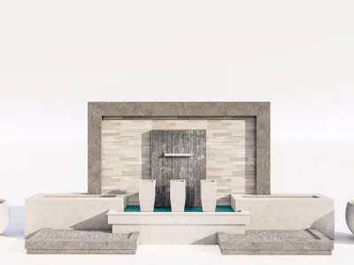 Contemporary Garden Landscape Water Fountain Kit Low-poly 3D model