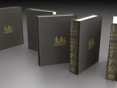 book 3d model low poly with gold lettering on cover Free low-poly 3D model