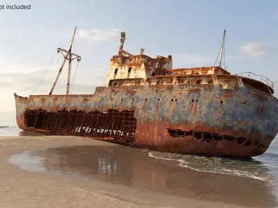  Rusted Cargo Shipwreck Vessel Old Rust Blue 