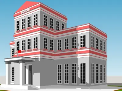 School building Low-poly 3D model