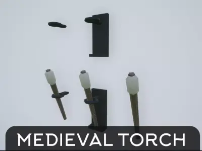 Medieval Torch Low-poly 3D model