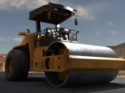 Steamroller Low-poly 3D model