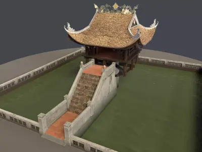 One Pillar Pagoda - 3D Model Chua Mot Cot Low-poly 3D model