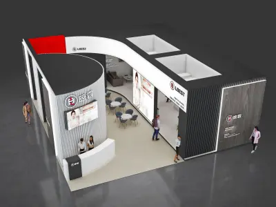  Booth Exhibition Stand Stall 1300cmx12m H 440cm 3 Open 3D model 3D model