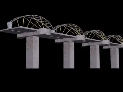 Bridge Model with two metal beams Low-poly 3D model