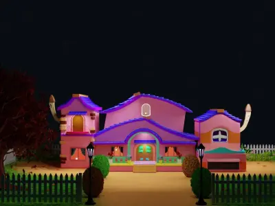 cartoon House Low-poly 3D model