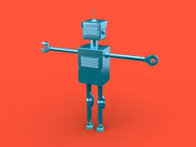 Cartoonish robot with simple rig 3D model