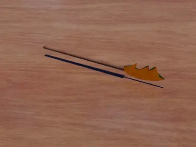 Long sword with golden blade and wooden hilt Free low-poly 3D model
