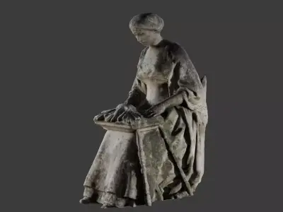 french classical sitting woman statue Low-poly 3D model