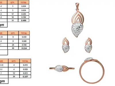 Light wt Ring Earrings Pendant set stl jcd 1-render details 3D print model 56