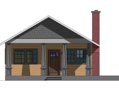Craftsman Style Cabin - Interior and Exterior 3D model