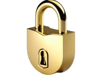 Shiny Golden Padlock 3D Model Low-poly 3D model