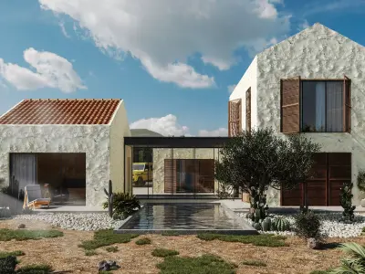 Desert Villa with Rough Stone 3D model