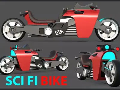 Sci-fi Bike Game Ready 9 Low-poly 3D model
