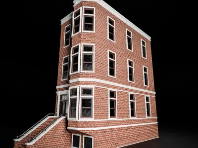 BROOKLYN BROWNSTONE REGULAR OLD BUILDING 007 Low-poly 3D model