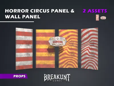 Horror Circus Panel with Wall Panel 1 - 2 assets  Low-poly 3D model