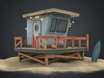 Lifeguard house Low-poly 3D model