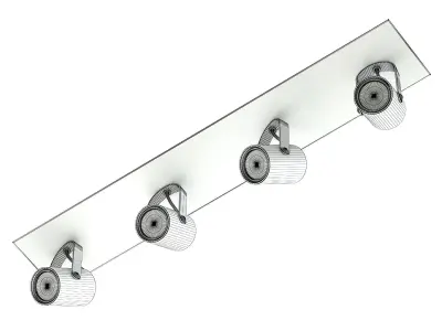 Black Quadruple Lights 3D Model 3D model