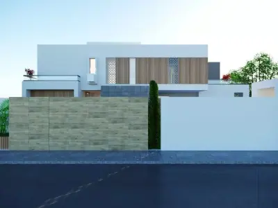 High-quality 3D model of a modern two-story villa Low-poly 3D model