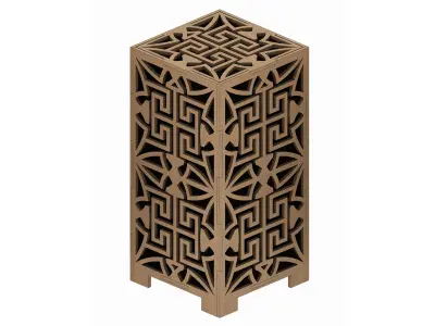 Wooden Lamp Laser Cut Set desk lamp lampshade Low-poly 3D model