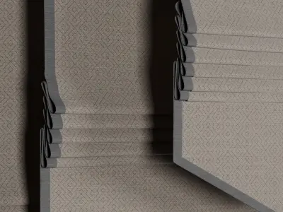 Roman blinds - Patterned Curtain Set 06 Low-poly 3D model