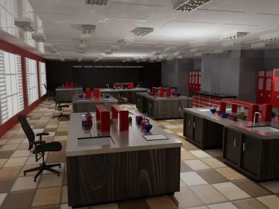 Laboratory Interior Low-poly 3D model