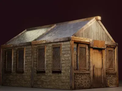 Photorealistic OLD HOUSE Low-poly 3D model