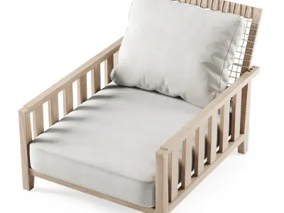 Wooden garden chair  3D model