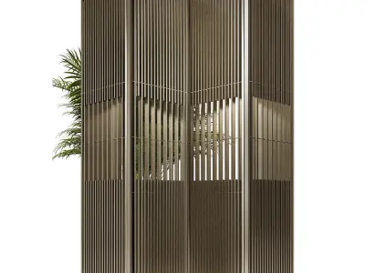 Partition 9 room divider with four glass panels 3D model