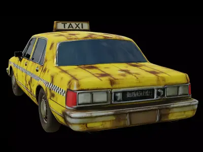 Rusted Vintage Taxi Weathered Classic Cab Game Ready PBR Low-poly 3D model